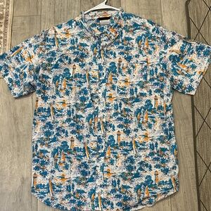 Columbia Blue and Orange Nautical Print Shirt
